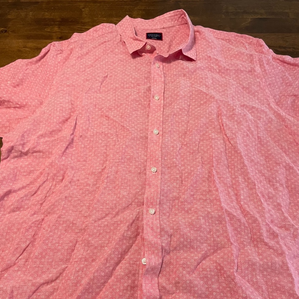Men’s Untuckit 100% Linen button down collared SS shirt 3XL Beach/Summer/Resort